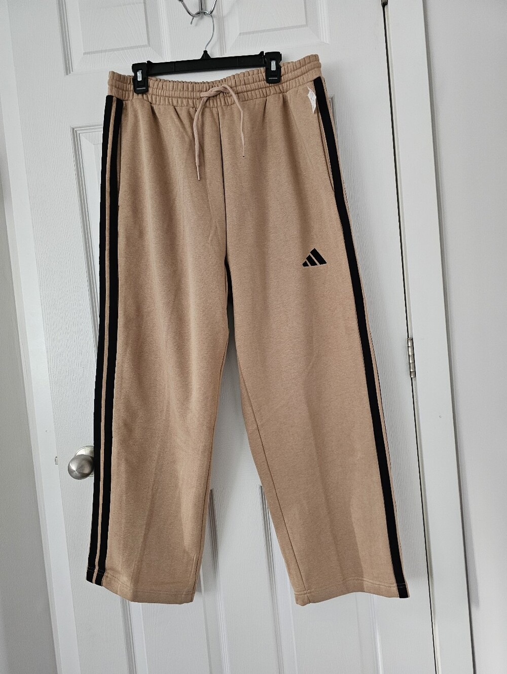 Adidas Beige Sweatpants with Black Side Stripes